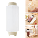 Maxbell Sauce Squeeze Bottle Visible 720ml Squirt Bottle for Sauce Seasoning Mustard beige caps