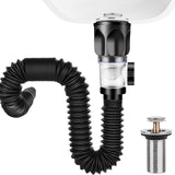 Maxbell Bathroom Sink Drain Kit with Strainer Basket Anti Clog Sink Drain Pipe Tube