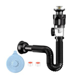 Maxbell Bathroom Sink Drain Kit with Strainer Basket Anti Clog Sink Drain Pipe Tube