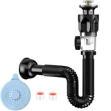 Maxbell Bathroom Sink Drain Kit with Strainer Basket Anti Clog Sink Drain Pipe Tube
