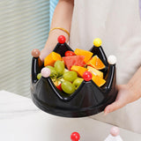 Maxbell Crown Fruit Plate Decorative Fruit Serving Tray for Countertop Party Wedding Black