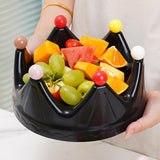 Maxbell Crown Fruit Plate Decorative Fruit Serving Tray for Countertop Party Wedding Black