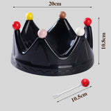 Maxbell Crown Fruit Plate Decorative Fruit Serving Tray for Countertop Party Wedding Black