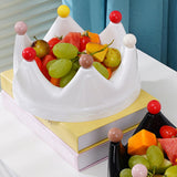 Maxbell Crown Fruit Plate Decorative Fruit Serving Tray for Countertop Party Wedding White