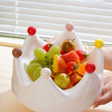 Maxbell Crown Fruit Plate Decorative Fruit Serving Tray for Countertop Party Wedding White
