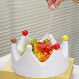 Maxbell Crown Fruit Plate Decorative Fruit Serving Tray for Countertop Party Wedding White