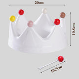 Maxbell Crown Fruit Plate Decorative Fruit Serving Tray for Countertop Party Wedding White