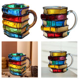 Maxbell Books Stack Coffee Cup Painted Book Mug for Writer Book Club Members