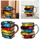 Maxbell Books Stack Coffee Cup Painted Book Mug for Writer Book Club Members
