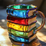 Maxbell Books Stack Coffee Cup Painted Book Mug for Writer Book Club Members