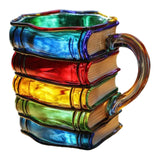 Maxbell Books Stack Coffee Cup Painted Book Mug for Writer Book Club Members