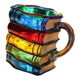 Maxbell Books Stack Coffee Cup Painted Book Mug for Writer Book Club Members