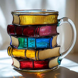 Maxbell Books Stack Coffee Cup Painted Book Mug for Writer Book Club Members
