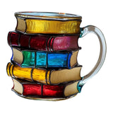 Maxbell Books Stack Coffee Cup Painted Book Mug for Writer Book Club Members