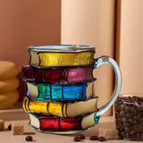 Maxbell Books Stack Coffee Cup Painted Book Mug for Writer Book Club Members