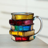 Maxbell Books Stack Coffee Cup Painted Book Mug for Writer Book Club Members