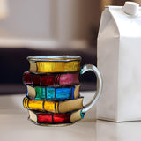 Maxbell Books Stack Coffee Cup Painted Book Mug for Writer Book Club Members