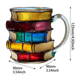 Maxbell Books Stack Coffee Cup Painted Book Mug for Writer Book Club Members