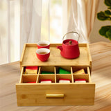 Maxbell Wood Tea Bag Organizer Grid Tea Station Chest for Countertop Office Festival