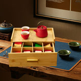 Maxbell Wood Tea Bag Organizer Grid Tea Station Chest for Countertop Office Festival