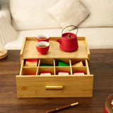 Maxbell Wood Tea Bag Organizer Grid Tea Station Chest for Countertop Office Festival