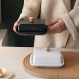 Maxbell Ceramic Butter Dish with Airtight Cover Butter Keeper Holder for Counter Bar