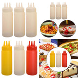Maxbell 3x Sauce Bottles Squeeze with Small Pointed Nozzle for Dressing Barbecue BBQ White