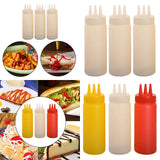 Maxbell 3x Sauce Bottles Squeeze with Small Pointed Nozzle for Dressing Barbecue BBQ White