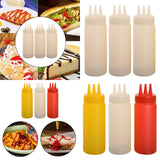 Maxbell 3x Sauce Bottles Squeeze with Small Pointed Nozzle for Dressing Barbecue BBQ White