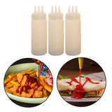 Maxbell 3x Sauce Bottles Squeeze with Small Pointed Nozzle for Dressing Barbecue BBQ White