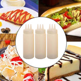 Maxbell 3x Sauce Bottles Squeeze with Small Pointed Nozzle for Dressing Barbecue BBQ White