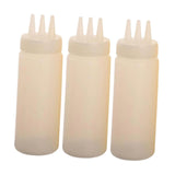 Maxbell 3x Sauce Bottles Squeeze with Small Pointed Nozzle for Dressing Barbecue BBQ White
