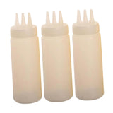 Maxbell 3x Sauce Bottles Squeeze with Small Pointed Nozzle for Dressing Barbecue BBQ White