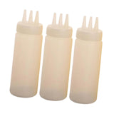 Maxbell 3x Sauce Bottles Squeeze with Small Pointed Nozzle for Dressing Barbecue BBQ White