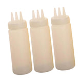 Maxbell 3x Sauce Bottles Squeeze with Small Pointed Nozzle for Dressing Barbecue BBQ White