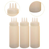Maxbell 3x Sauce Bottles Squeeze with Small Pointed Nozzle for Dressing Barbecue BBQ White