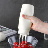 Maxbell 3x Sauce Bottles Squeeze with Small Pointed Nozzle for Dressing Barbecue BBQ White