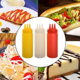 Maxbell 3x Sauce Bottles Squeeze with Small Pointed Nozzle for Dressing Barbecue BBQ Yellow Red White
