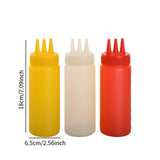 Maxbell 3x Sauce Bottles Squeeze with Small Pointed Nozzle for Dressing Barbecue BBQ Yellow Red White