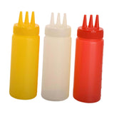 Maxbell 3x Sauce Bottles Squeeze with Small Pointed Nozzle for Dressing Barbecue BBQ Yellow Red White