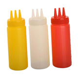 Maxbell 3x Sauce Bottles Squeeze with Small Pointed Nozzle for Dressing Barbecue BBQ Yellow Red White