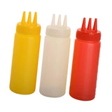 Maxbell 3x Sauce Bottles Squeeze with Small Pointed Nozzle for Dressing Barbecue BBQ Yellow Red White