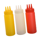 Maxbell 3x Sauce Bottles Squeeze with Small Pointed Nozzle for Dressing Barbecue BBQ Yellow Red White