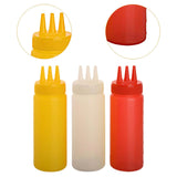 Maxbell 3x Sauce Bottles Squeeze with Small Pointed Nozzle for Dressing Barbecue BBQ Yellow Red White