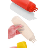 Maxbell 3x Sauce Bottles Squeeze with Small Pointed Nozzle for Dressing Barbecue BBQ Yellow Red White