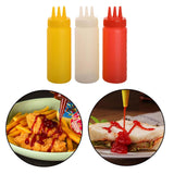 Maxbell 3x Sauce Bottles Squeeze with Small Pointed Nozzle for Dressing Barbecue BBQ Yellow Red White