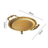 Maxbell Fruit Plate Metal Decorative Plate Round Food Plate for Candy Dessert Dinner 28cmx22cmx5.5cm