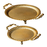 Maxbell Fruit Plate Metal Decorative Plate Round Food Plate for Candy Dessert Dinner 28cmx22cmx5.5cm