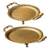 Maxbell Fruit Plate Metal Decorative Plate Round Food Plate for Candy Dessert Dinner 28cmx22cmx5.5cm