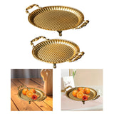 Maxbell Fruit Plate Metal Decorative Plate Round Food Plate for Candy Dessert Dinner 28cmx22cmx5.5cm